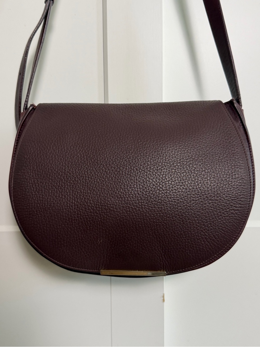 Cuyana Oxblood Leather Saddle Bag Burgundy Italian Crossbody